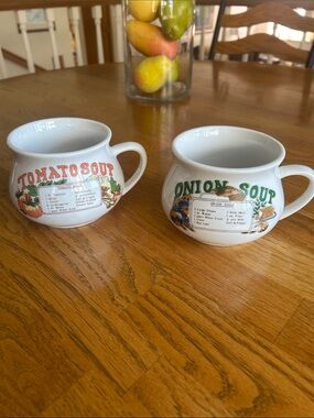 1980s Vintages porcelain Soup mugs-Set of 2